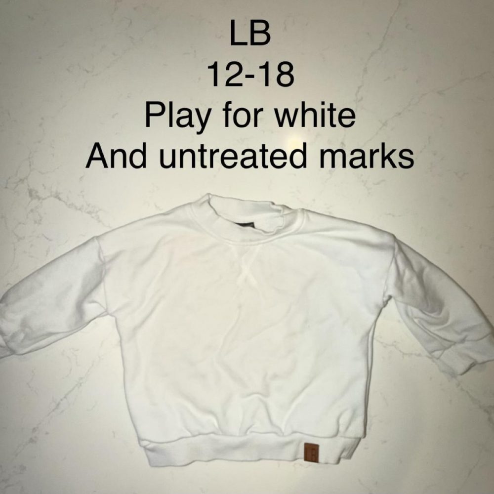little bipsy White crewneck sweatshirt 12-18m - Picture 1 of 1